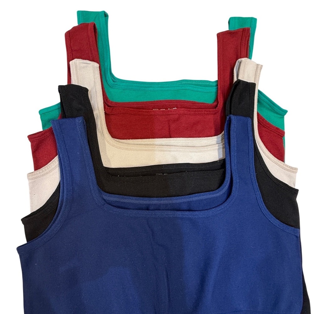 EUYZOU Tummy Control Shapewear Compression Tank Tops 5 Pack Black Blue Green Red